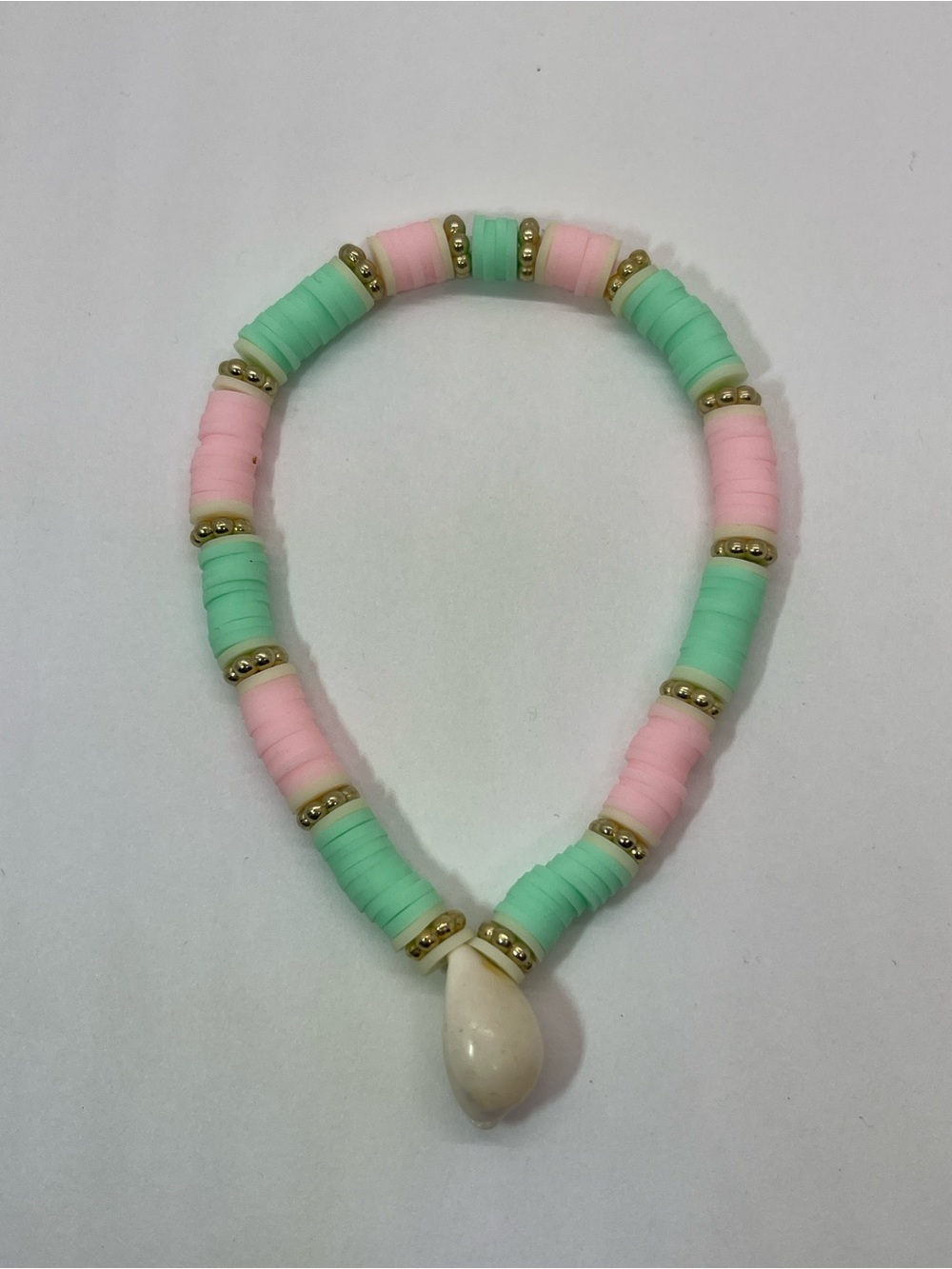 Seashell Pastel Pink & Mint Bracelet | Summer, Beach, Ocean | VCaptures